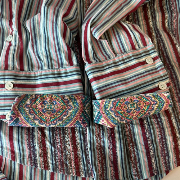 Robert Graham Mens Stripe Flip Cuff Long Sleeve Button Down Shirt Size S - Picture 9 of 9